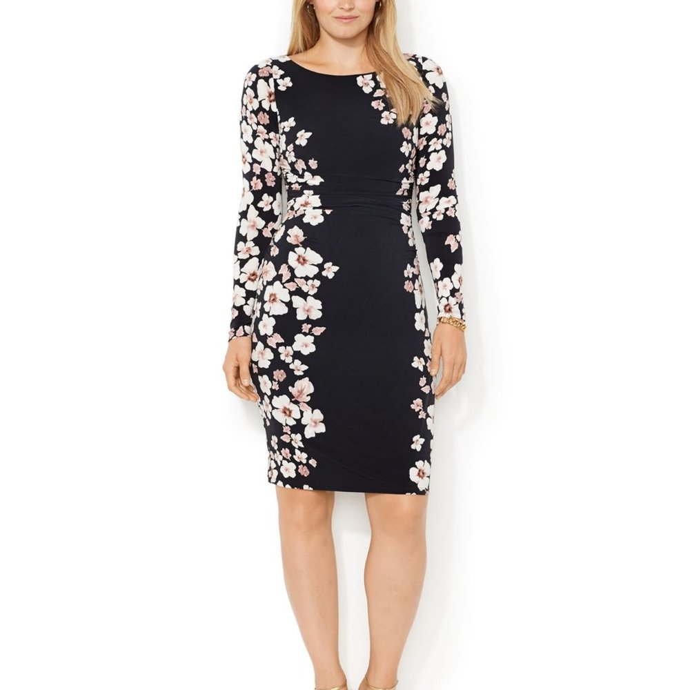 Ralph Lauren Black Floral Dress, Size 8